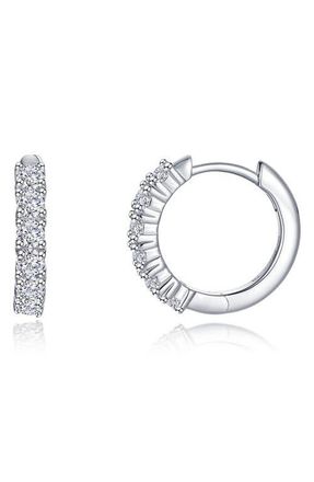 Lafonn Alexa Pav&eacute; Simulated Diamond Huggie Hoop Earrings in Silver at Nordstrom