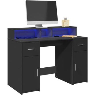 vidaXL vidaXL Scrivania con Luci LED Nera 120x55x91 cm in Legno Multistrato