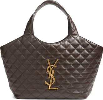 Saint Laurent Medium Icare Quilted Shopper in Dark Chocolate at Nordstrom