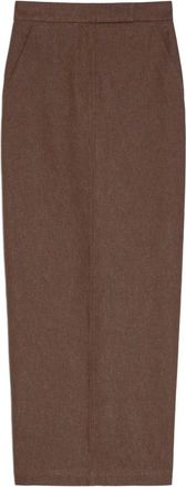 Max Mara Rokken, Dames, Bruin, M, Denim, Bruine maxi-rok met denim-effect en split