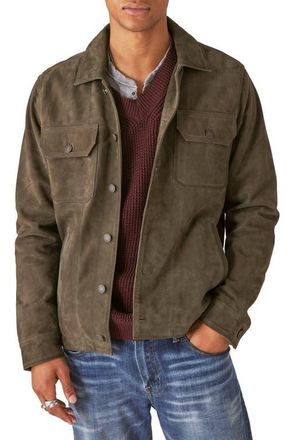 Lucky Brand Suede Shirt Jacket in Dark Olive at Nordstrom, Size Medium