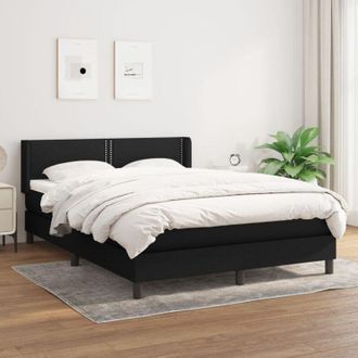vidaXL Cama Box Spring Con Colch&oacute;n Tela Negro 140x190 Cm Vidaxl