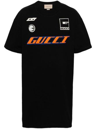 Gucci logo-print cotton T-shirt - men - Cotton/Polyester/Polyamide/Elastane - S - Black