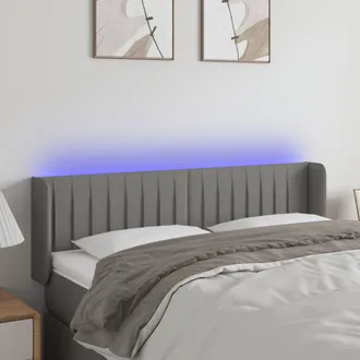 vidaXL Cabecero Con Led De Tela Gris Oscuro 147x16x78/88 Cm Vidaxl