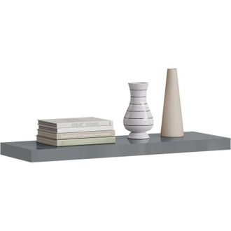 Woltu Woltu - Estante De Pared Con Soporte Met&aacute;lico Invisible, Gris Brillante 90x22,9x3,8 Cm