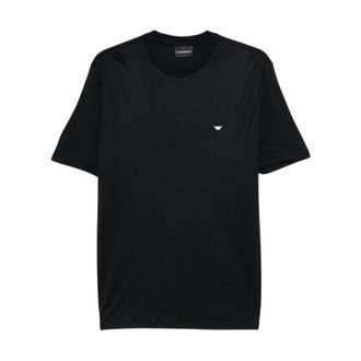 Emporio Armani Lyocell-blend Jersey T-Shirt with Embossed Eagle Embroidery - male - Emporio Armani - T-Shirts - Blue - M - Tops
