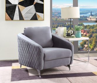 Vix 36 Gray Velvet Modern Chic Accent Armchair