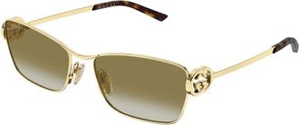 Gucci Rechthoekige Zonnebril - Dames - Zonnebrillen - Geel - 58 MM - Accessoires