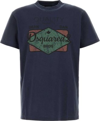 Dsquared2 Blue Cotton Straight Fit T-Shirt