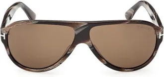 Tom Ford 61mm Pilot Sunglasses in Brown Horn Effect/roviex at Nordstrom