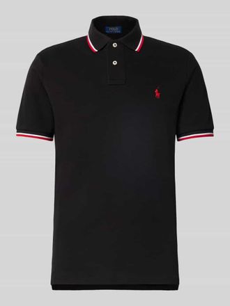 Polo Ralph Lauren Poloshirt mit Label-Stitching in Black, Größe M