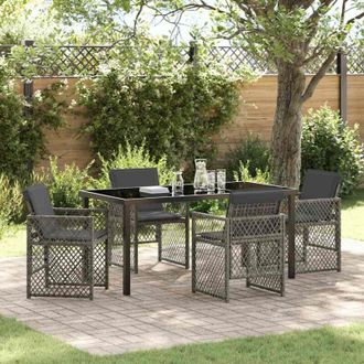 vidaXL Conjunto De Comedor De Jard&iacute;n 5 Pcs Gris Rat&aacute;n Sint&eacute;tico Vidaxl