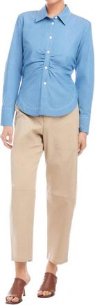 Fifteen Twenty Norlyn Long Sleeve Side-Shirred Shirt In Chambray