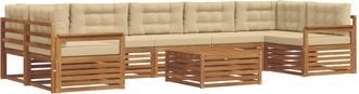 vidaXL Set Di Divani Da Esterno 8 Pz Naturale E Beige Vidaxl