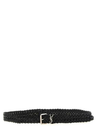 Saint Laurent Black Cassandre Buckle Belt