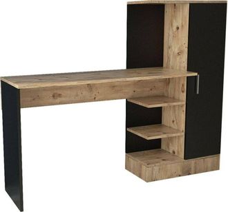 Dmora Escritorio Dfasolat, Escritorio Multiusos, Mesa De Oficina Para Pc, El Plan De Trabajo, 152x40h120 Cm, Roble Y Negro - Dmora