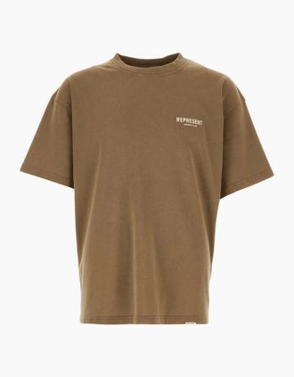 Represent Mens Owners Club Oversized Almond Brown T-Shirt - Size: 36