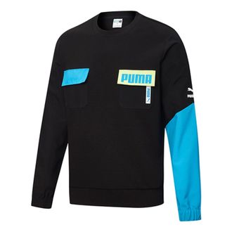 Puma Patched Crew Neck Sweater Black Blue 532181-01