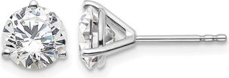 Diamond2Deal 14k White Gold 2 ct Round Lab Grown Diamond Stud Earrings VS Clarity, D-E Color