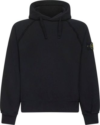 Stone Island Black Logo Cotton Hoodie