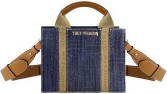 True Religion Mini Logo Denim Convertible Tote Bag in Dark Denim at Nordstrom Rack