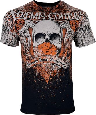 Xtreme Couture by Affliction Mens T-Shirt Orthodox Skull Biker Y2K, Black, XL