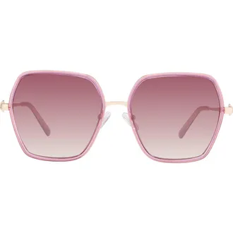 Kurt Geiger 59mm Gradient Geometric Sunglasses in Pink/Pink Yellow at Nordstrom