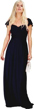 Little Mistress Navy Embellished Sleeve Maxi Dress, 8