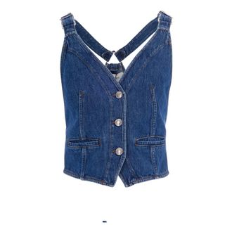 Sportmax Sportmax, Vests, female, Blue, Size: 2XS Slim-fit denim gilet