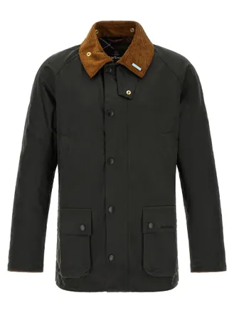 Barbour Green Solid Shirt Collar Jacket