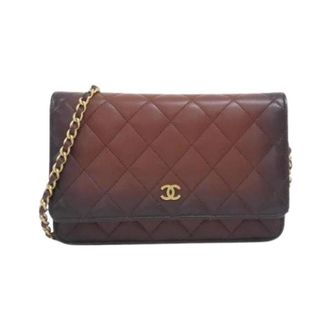 Chanel Pre-owned Timeless Classic Lambskin Chain Wallet - Dames - Pre-owned - Bruin - Maat: ONE Size Leer