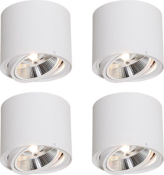 QAZQA Qazqa Juego De 4 Focos De Techo Modernos Blancos, Giratorios E