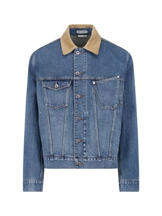J.W.Anderson Blue Contrast Corduroy Collar Denim Jacket
