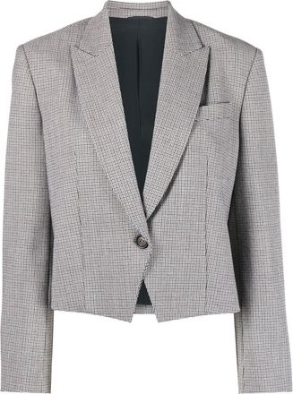 Brunello Cucinelli checked cropped single-breasted blazer - women - Virgin Wool/Polyamide/Spandex/Elastane/Acetate/Silk - 44 - Brown
