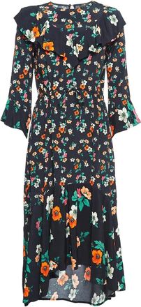 Maje floral-print frill dress - Black
