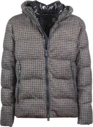 People of Shibuya Houndstooth Gewatteerde Jas met Capuchon - Heren - Winterjassen - Veelkleurig - L - Wol - Jassen
