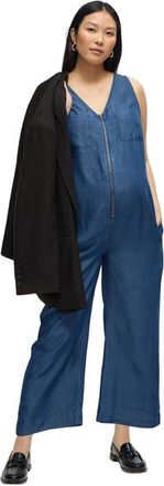 Ingrid & Isabel The Zip & Relax Chambray Maternity + Nursing Jumpsuit in Indigo at Nordstrom, Size X-Large