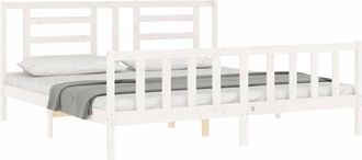 vidaXL Bed Frame without Mattress White 200x200 cm Solid Wood Pine Vidaxl