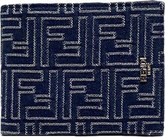 Fendi Blue Leather Fabric Wallet (Bi-Fold) (Pre-Owned)