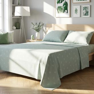KASANOVA Completo letto matrimoniale foglie verde