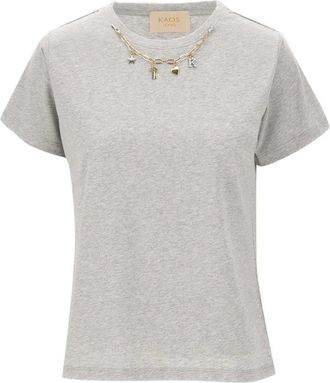 Kaos removable-necklace-detail T-shirt - women - Cotton - 44 - Grey
