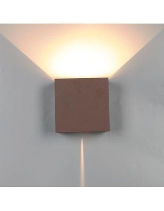 Mantra Mantra Aplique Led Exterior Cuadrado Davos Xl Corten, 2x10w 20w 2700k Dimmable 1830lm