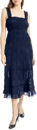 Max Studio Ruffle Shirred Georgette Midi Dress in Sapphire at Nordstrom Rack, Size X-Large
