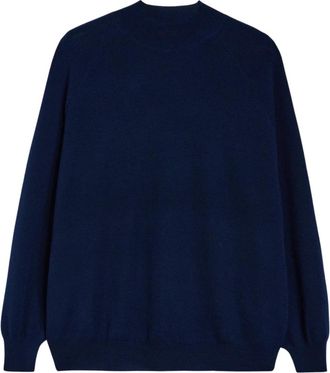 Aspesi Merino wol Raglan Sweater - Dames - Ronde hals truien - Blauw - M - Wol - Truien & Vesten