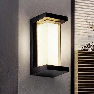 OEM Aplique De Pared Rectangular Para Exteriores, Fabricado En Aluminio, Con Led De 18 W Y 3000 K, Luz Negra Y Blanca C&aacute;lida, Resistente Al Agua Con Clasi