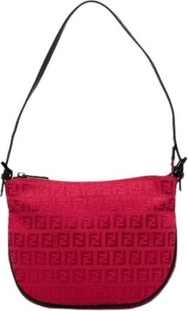 Fendi Pre-owned Shoulder Bags, female, Red, Size: ONE SIZE Pre-owned Canvas Shoulder Bag