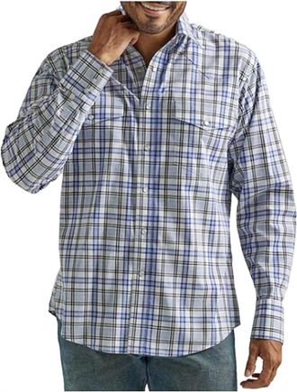 Wrangler Wrinkle Resist Snap Shirt In Blue