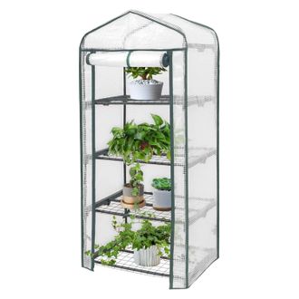 Woltu Invernadero De Jard&iacute;n Para Plantas Con 4 Niveles 69x49x158 Cm Invernadero Tipo Caseta De Jard&iacute;n Cultivos Flores Y Verduras Blanco - Woltu