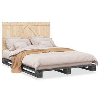 Berkfield Home Bed Frame without Mattress Grey 140x200 cm Solid Wood Pine