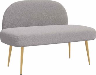 vidaXL Banco Tapizado Con Respaldo Gris Claro 110 X 60 X 76 Cm Boucl&eacute; Vidaxl